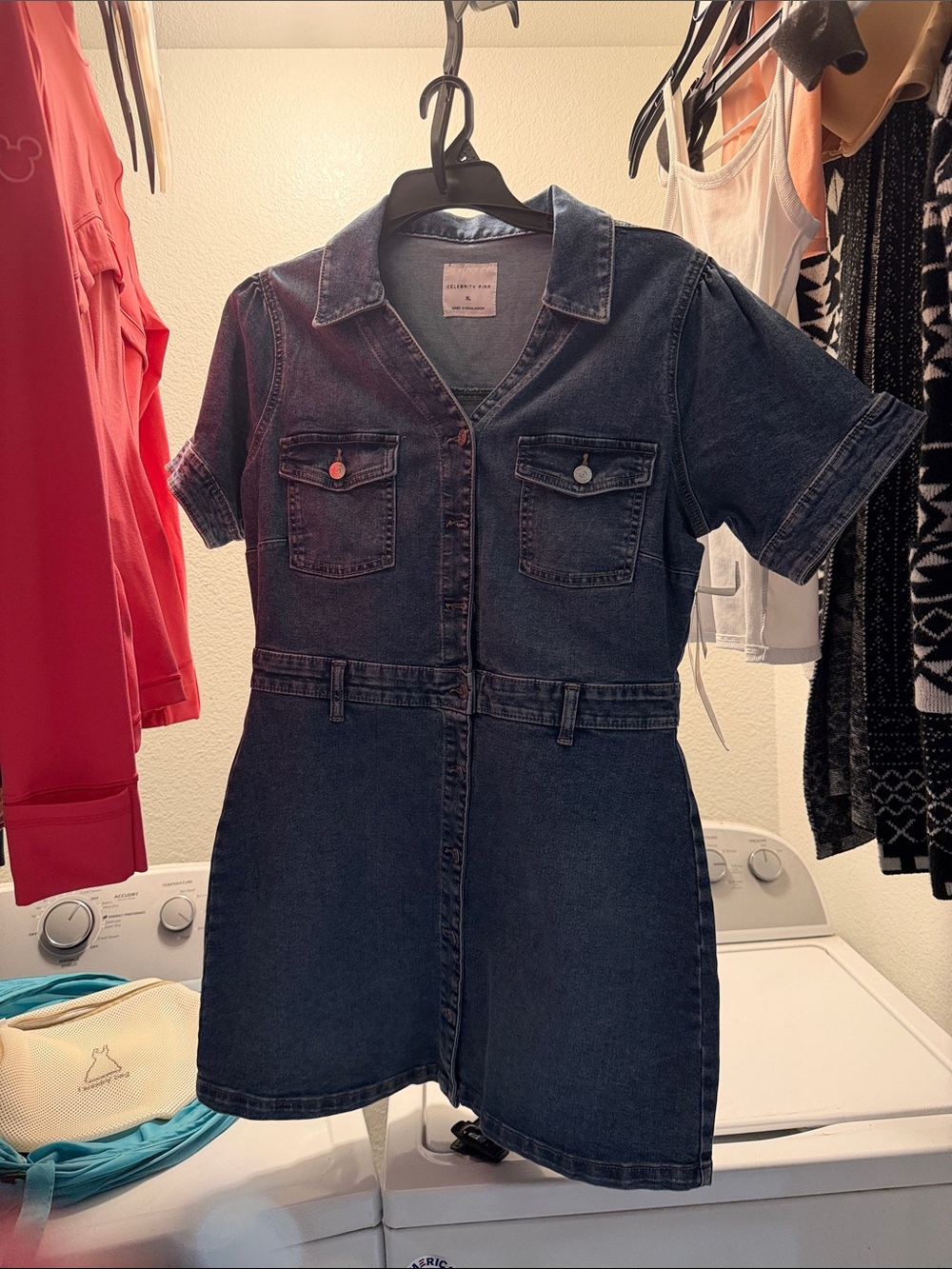 Celebrity Pink Dark Blue Denim Short Sleeve Dress